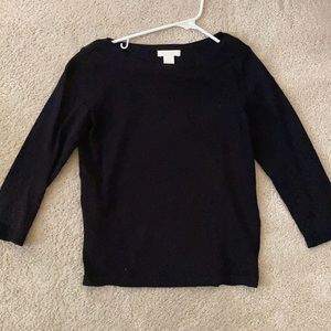 H&M Black Boat Neck 3/4 Sleeve Sweater